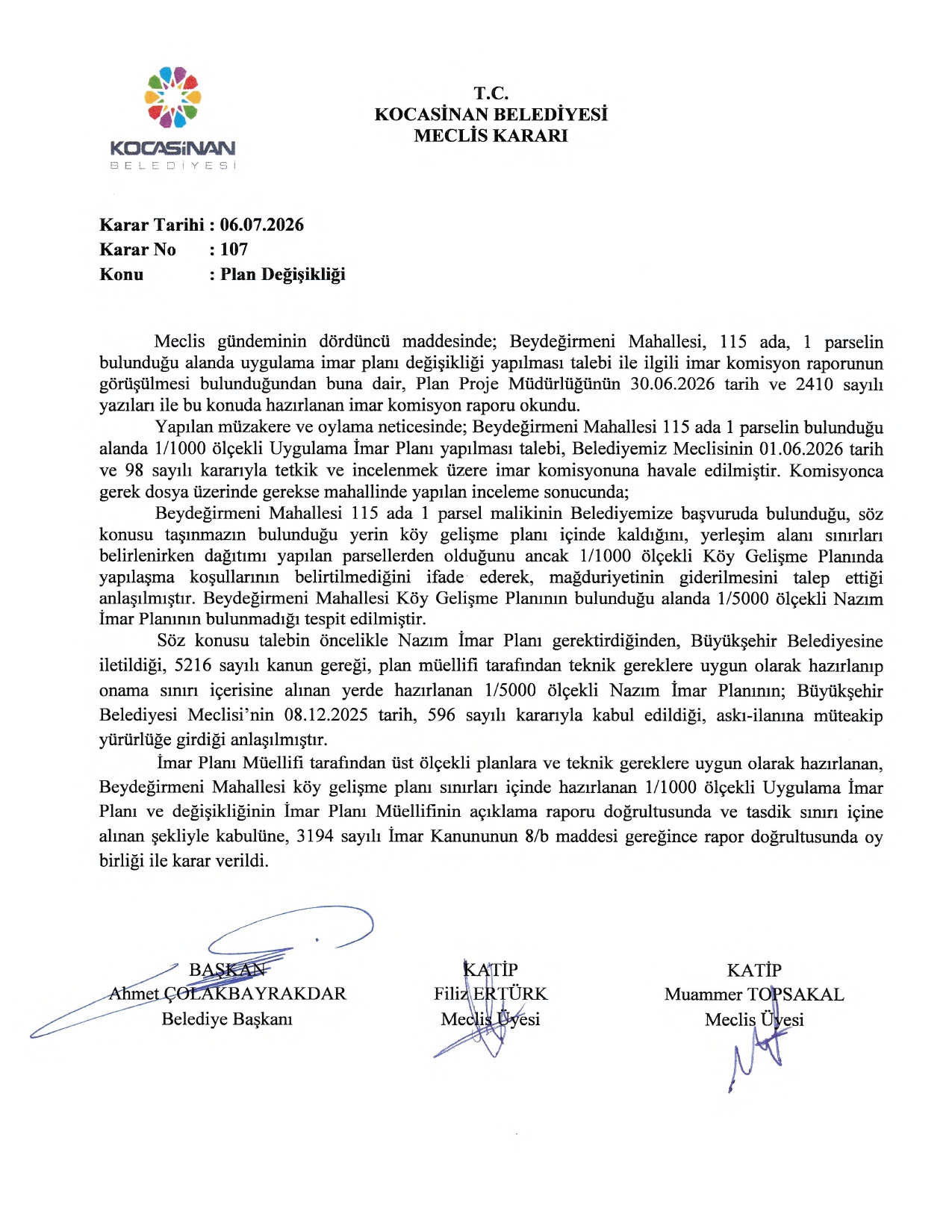 Bmk: 107/06.07.2026