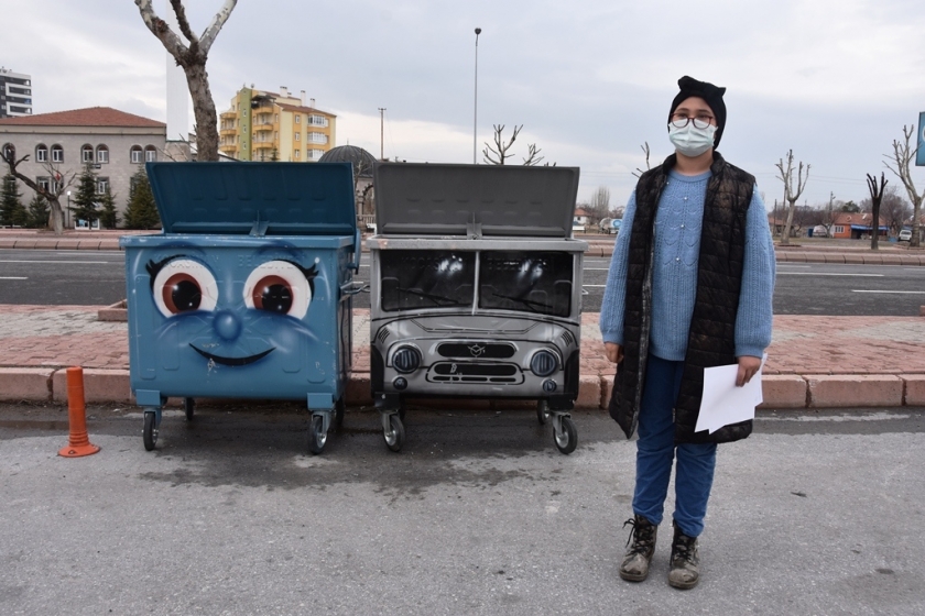 KOCASİNANLI, SEVİMLİ ÇÖP KONTEYNERLERİNİ ÇOK SEVDİ