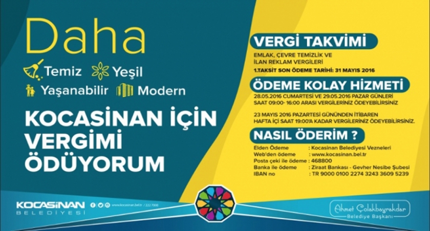 KOCASİNAN BELEDİYESİ’NDEN VERGİ ÇAĞRISI