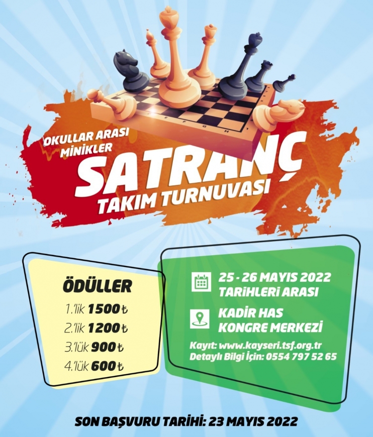 KOCASİNAN’DA İLKOKULLAR ARASI ÖDÜLLÜ SATRANÇ TAKIM TURNUVASI