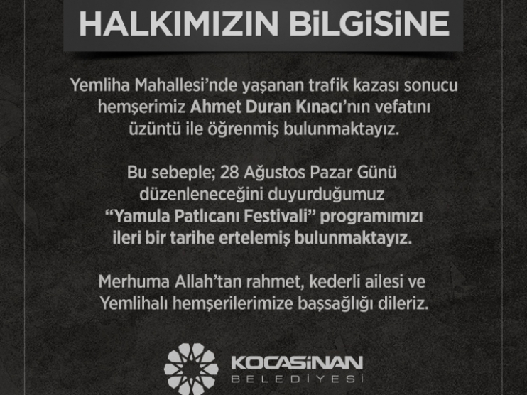 KOCASİNAN BELEDİYESİ’NDEN CENAZE HASSASİYETİ